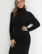 j&x Rochie Neagră Tricotată Din Lână Colno