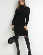 j&x Rochie Neagră Tricotată Din Lână Colno