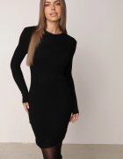 j&x Rochie Neagră Tricotată Mini Mulată cu Striații Decorative Kais