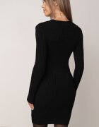 j&x Rochie Neagră Tricotată Mini Mulată cu Striații Decorative Kais