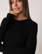 j&x Rochie Neagră Tricotată Mini Mulată cu Striații Decorative Kais