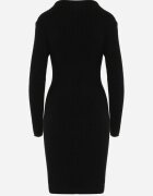 j&x Rochie Neagră Tricotată Mini Mulată cu Striații Decorative Kais