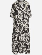 j&x Rochie neagră vâscoză evazată cu volan Filindania