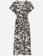 j&x Rochie Neagră Viscoză cu Decolteu Petrecut și Benzi Elastice în Talie Shyraya