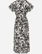 j&x Rochie Neagră Viscoză cu Decolteu Petrecut și Benzi Elastice în Talie Shyraya