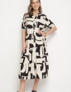 j&x Rochie neagră viscoză cu model geometric Filarin