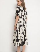 j&x Rochie neagră viscoză cu model geometric Filarin