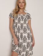 j&x Rochie Neagră Viscoză Spaniolă cu Model Etnic Hywen