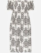 j&x Rochie Neagră Viscoză Spaniolă cu Model Etnic Hywen