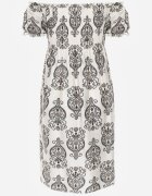 j&x Rochie Neagră Viscoză Spaniolă cu Model Etnic Hywen