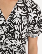 j&x Rochie petrecută Alb-Negru din Viscoză cu Elastic în Talie și Curea din Material Fazemia