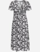 j&x Rochie petrecută Alb-Negru din Viscoză cu Elastic în Talie și Curea din Material Fazemia