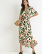 j&x Rochie plic Verde cu elastic în talie și curea din material textil din viscoză Dionienne