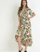 j&x Rochie plic Verde cu elastic în talie și curea din material textil din viscoză Dionienne