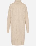 j&x Rochie Pulover Bej Deschis cu guler înalt din lână și bumbac Decorată cu un model împletit Reiania