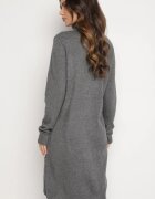 j&x Rochie pulover gri închis cu Lână Bumbac și Guler înalt cu Croi tip cutie Akenavia