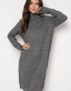 j&x Rochie pulover gri închis cu Lână Bumbac și Guler înalt cu Croi tip cutie Akenavia