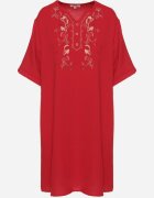 j&x Rochie Roșie tip Cutie cu nasturi și broderii decorative Jenivanea