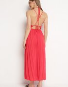 j&x Rochie Roșie Vâscoză Evazată cu Legătură la Gât Frines