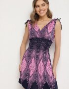 j&x Rochie roz cloș cu elastic la umeri cu imprimeu abstract Filinea