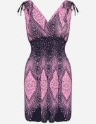 j&x Rochie roz cloș cu elastic la umeri cu imprimeu abstract Filinea