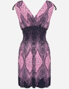 j&x Rochie roz cloș cu elastic la umeri cu imprimeu abstract Filinea