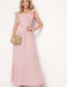 j&x Rochie Roz cu bretele cu volane și elastic în talie cu legătură la spate Tiolla