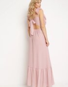 j&x Rochie Roz cu bretele cu volane și elastic în talie cu legătură la spate Tiolla