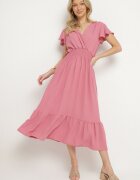 j&x Rochie Roz cu croială evazată cu decolteu petrecut și elastic în talie Reiliana