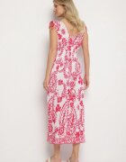 j&x Rochie Roz cu Model Floral și Decolteu Petrecut cu Elastic în Talie Orrune