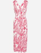 j&x Rochie Roz cu Model Floral și Decolteu Petrecut cu Elastic în Talie Orrune