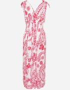 j&x Rochie Roz cu Model Floral și Decolteu Petrecut cu Elastic în Talie Orrune