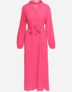 j&x Rochie Roz Evazată Maxi cu Tiv Plisat și Curea Legată Nollira