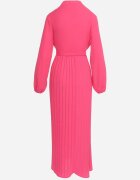 j&x Rochie Roz Evazată Maxi cu Tiv Plisat și Curea Legată Nollira