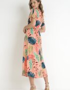 j&x Rochie Roz Maxi din Viscoză cu Imprimeu Floral Jannatta