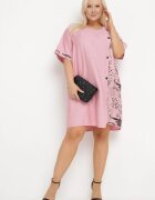 j&x Rochie Roză de Bumbac cu Croială Dreaptă cu Buzunare Laterale Decorată cu Nasturi Walliana
