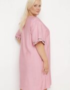 j&x Rochie Roză de Bumbac cu Croială Dreaptă cu Buzunare Laterale Decorată cu Nasturi Walliana