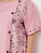 j&x Rochie Roză de Bumbac cu Croială Dreaptă cu Buzunare Laterale Decorată cu Nasturi Walliana