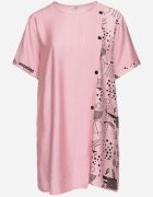 j&x Rochie Roză de Bumbac cu Croială Dreaptă cu Buzunare Laterale Decorată cu Nasturi Walliana