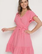 j&x Rochie Roză Viscoză cu Decolteu tip plic și Curea Aurenelle