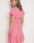 j&x Rochie Roză Viscoză cu Decolteu tip plic și Curea Aurenelle