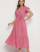 j&x Rochie rozalie de viscoză cu decolteu petrecut și curea Savorlisse