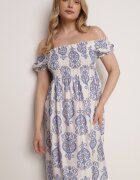 j&x Rochie spaniolă albastră din viscoză cu imprimeu etnic Hywen