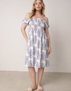 j&x Rochie spaniolă albastră din viscoză cu imprimeu etnic Hywen