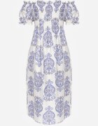 j&x Rochie spaniolă albastră din viscoză cu imprimeu etnic Hywen