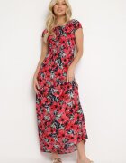 j&x Rochie spaniolă Bleumarin-Roșie din viscoză cu flori cu croi evazat Uasteria