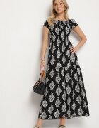 j&x Rochie spaniolă Neagră cu model ornamental cu viscoză Orrionna