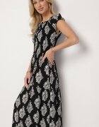 j&x Rochie spaniolă Neagră cu model ornamental cu viscoză Orrionna