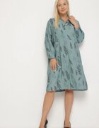 j&x Rochie tip cămașă albastră cu nasturi la decolteu cu mâneci rulate Ketella
