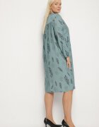 j&x Rochie tip cămașă albastră cu nasturi la decolteu cu mâneci rulate Ketella